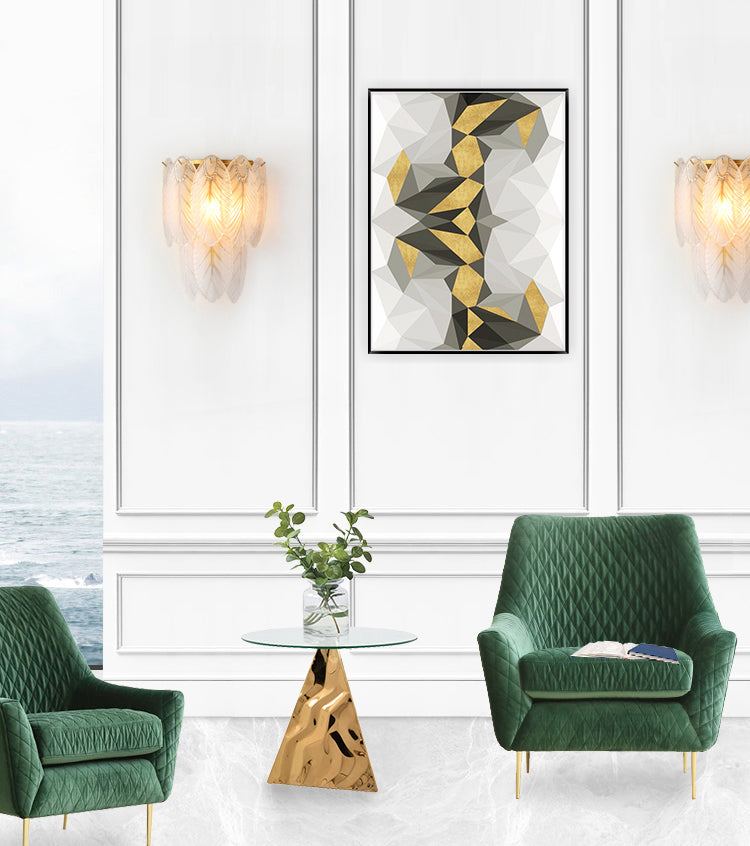 Modern Luxury Style Feather-shaped Wall Sconce Glass Sconces for Living Room