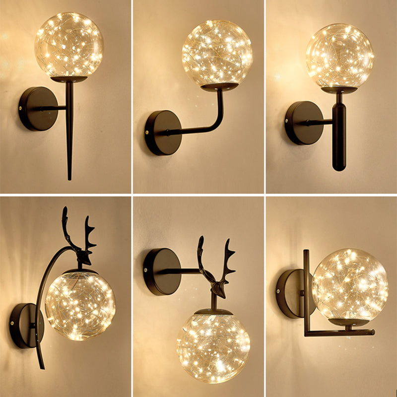 Globe Wall Sconce Gypsophila Style Glass Sconce Wall Light for Bedroom