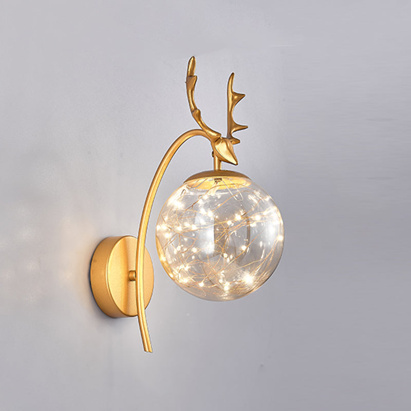 Globe Wall Sconce Gypsophila Style Glass Sconce Wall Light for Bedroom