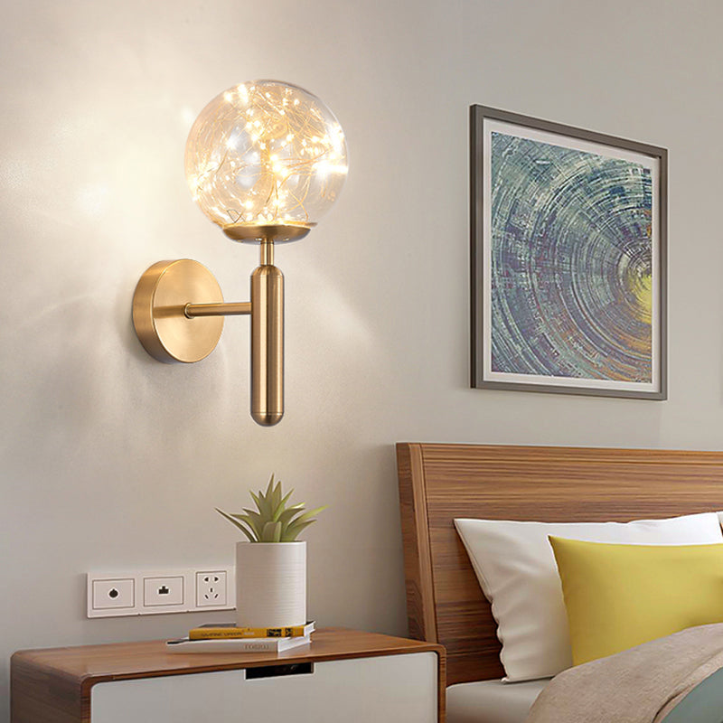 Globe Wall Sconce Gypsophila Style Glass Sconce Wall Light for Bedroom