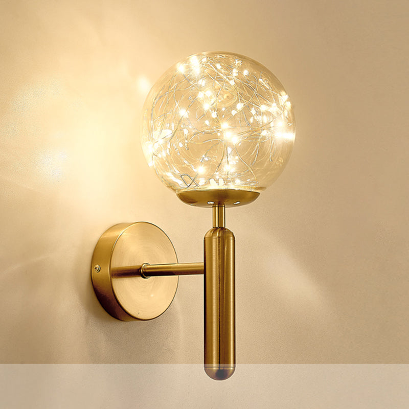 Globe Wall Sconce Gypsophila Style Glass Sconce Wall Light for Bedroom