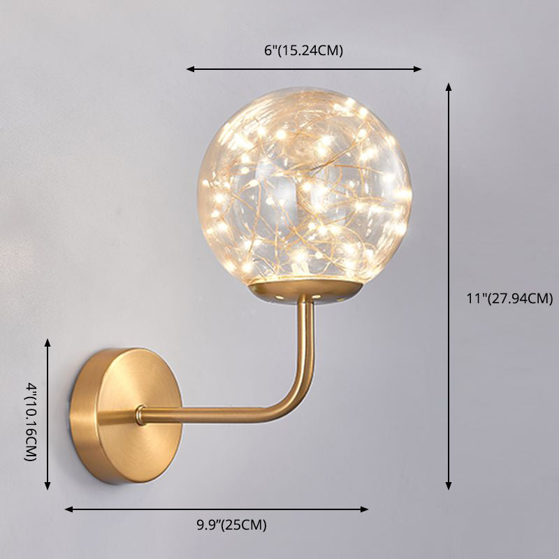 Globe Wall Sconce Gypsophila Style Glass Sconce Wall Light for Bedroom