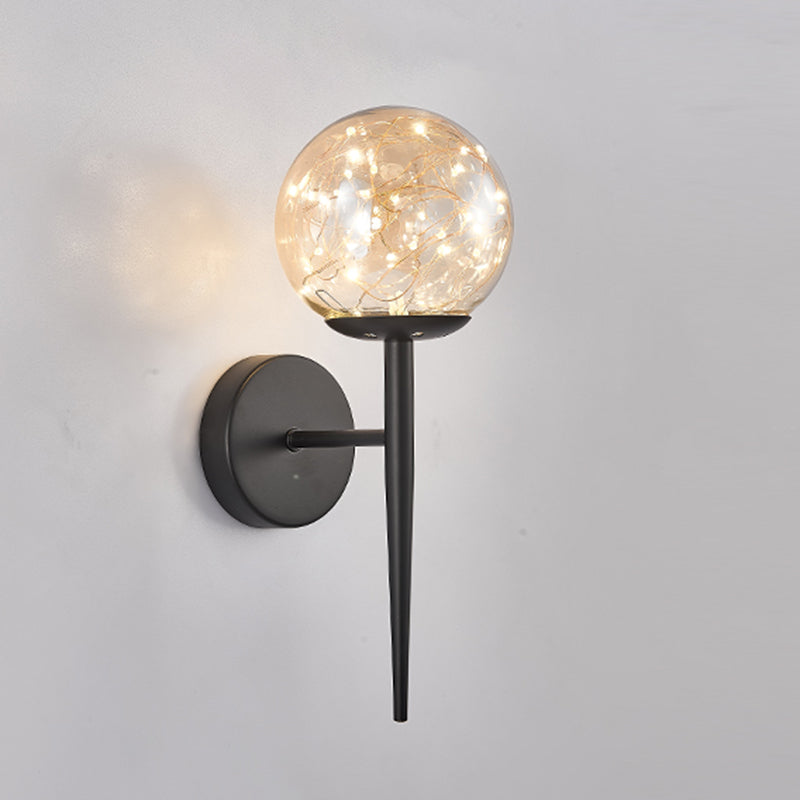Globe Wall Sconce Gypsophila Style Glass Sconce Wall Light for Bedroom