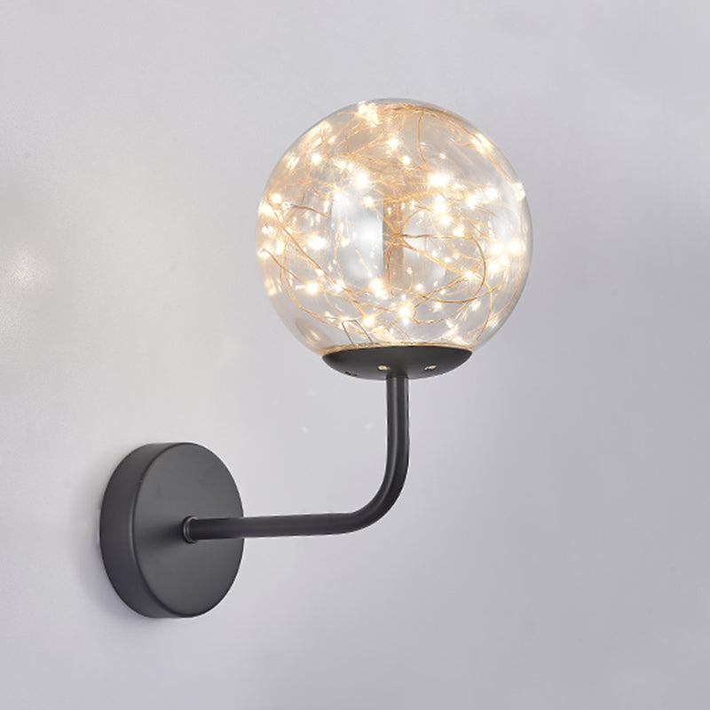 Globe Wall Sconce Gypsophila Style Glass Sconce Wall Light for Bedroom