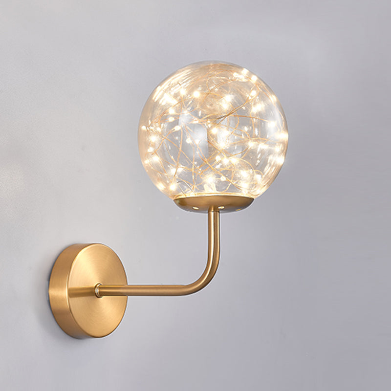 Globe Wall Sconce Gypsophila Style Glass Sconce Wall Light for Bedroom