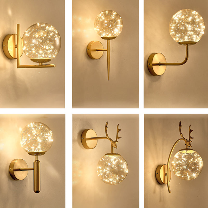 Globe Wall Sconce Gypsophila Style Glass Sconce Wall Light for Bedroom