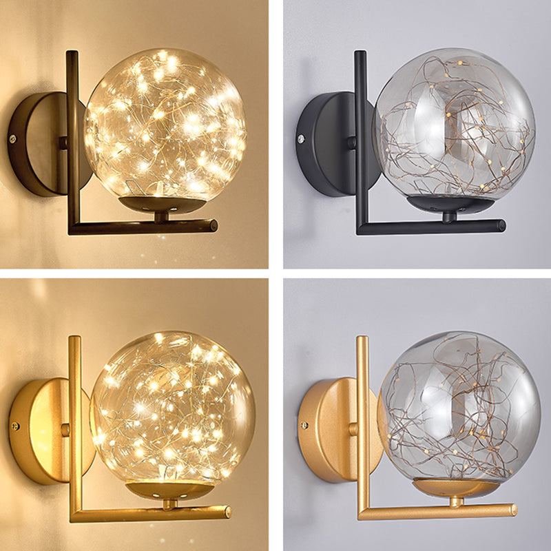 Globe Wall Sconce Gypsophila Style Glass Sconce Wall Light for Bedroom