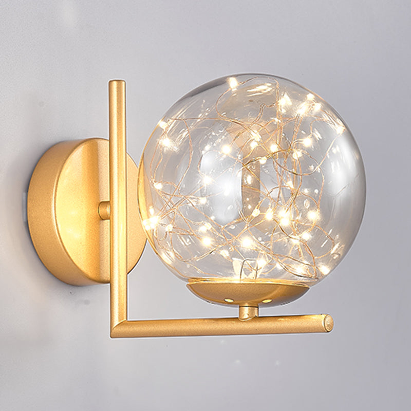 Globe Wall Sconce Gypsophila Style Glass Sconce Wall Light for Bedroom