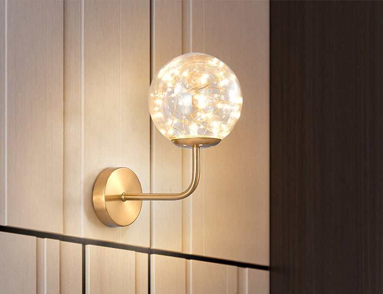 Globe Wall Sconce Gypsophila Style Glass Sconce Wall Light for Bedroom