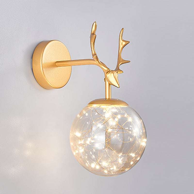 Globe Wall Sconce Gypsophila Style Glass Sconce Wall Light for Bedroom