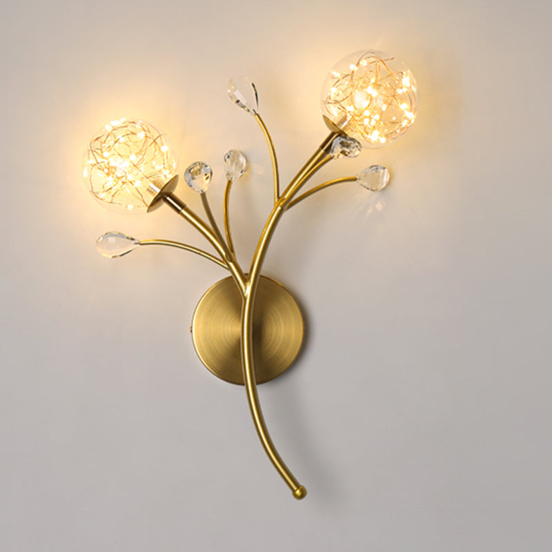 Apliques de pared de pared de doble flores de estilo creativo de metal 2 luces de metal 2 luces