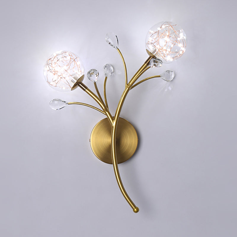 Doppio appliquo a parete con ombreggiatura a fiore moderno in stile creativo in metallo a 2 luci appliques