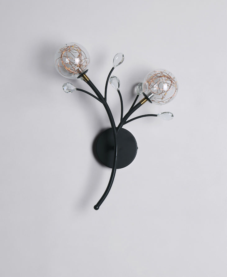 Doppio appliquo a parete con ombreggiatura a fiore moderno in stile creativo in metallo a 2 luci appliques