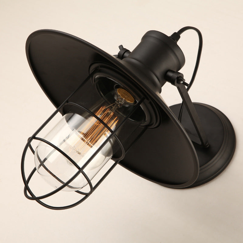 Adjustable 1 Light Saucer Sconce Wall Light American Industrial Style Metal Sconces