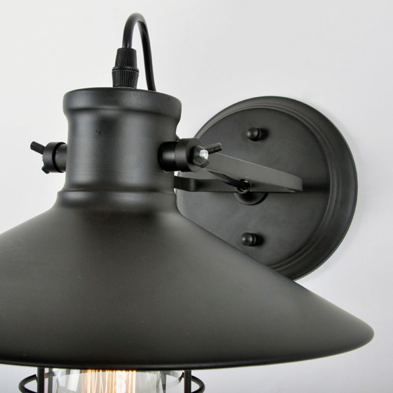 Adjustable 1 Light Saucer Sconce Wall Light American Industrial Style Metal Sconces