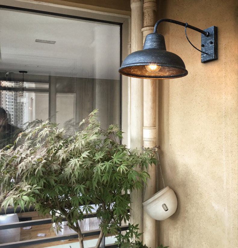 American Retro Industrial Style Saucer Wall Sconce Metal 1 Light Sconces