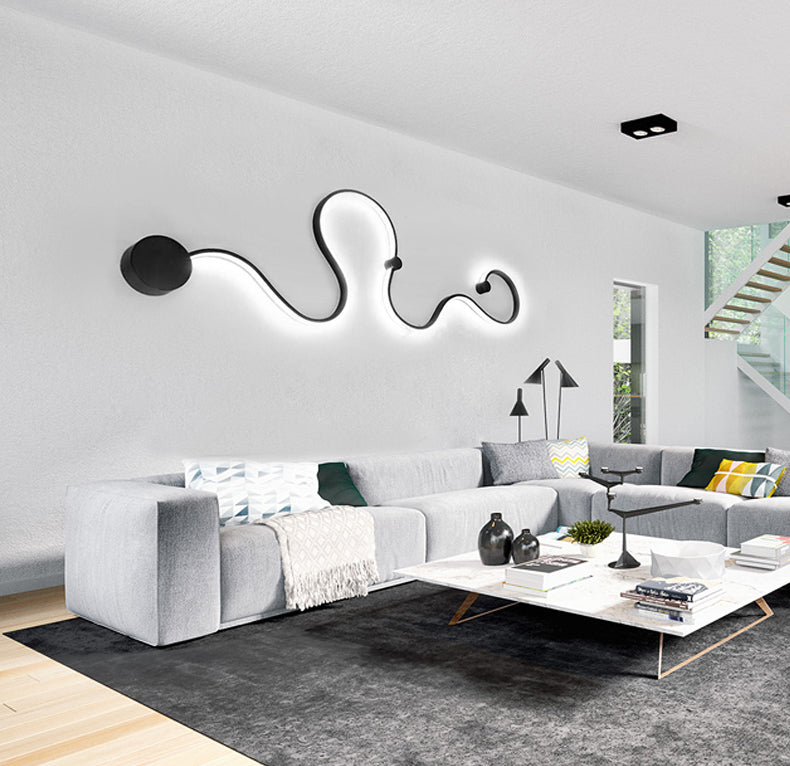 Curve Sconce Light Fixture Modern Minimalist Style Acrylic 1 Light Sconces