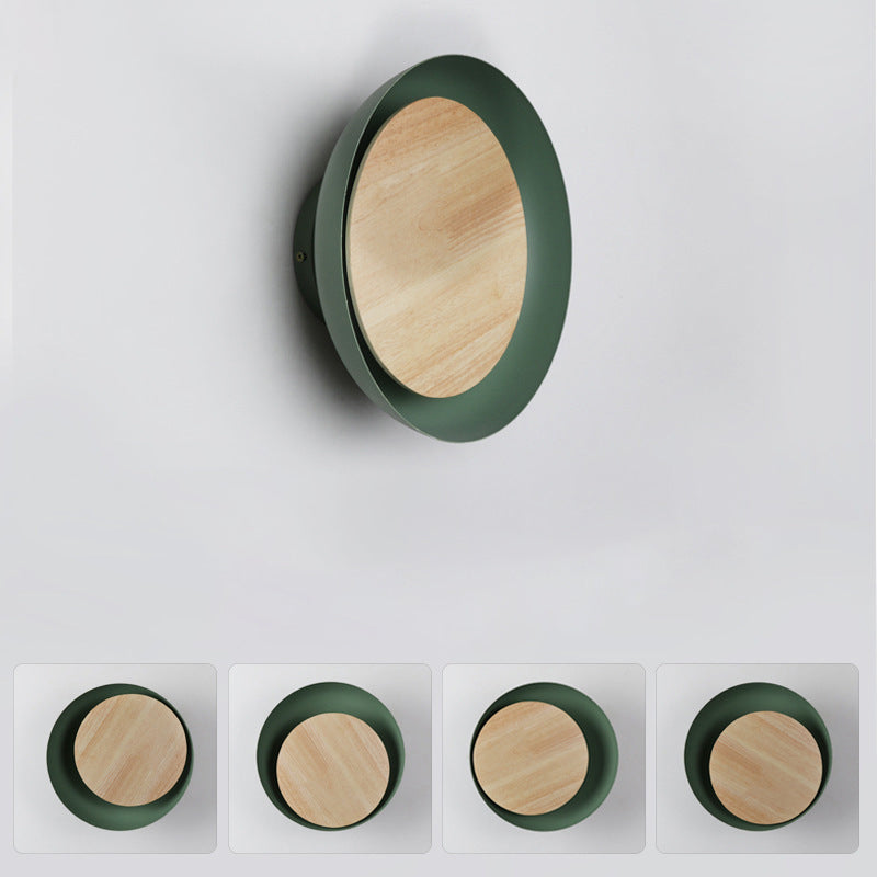 Éclairage d'applications à disque rond en bois de style minimaliste moderne 1 appliques lumineuses