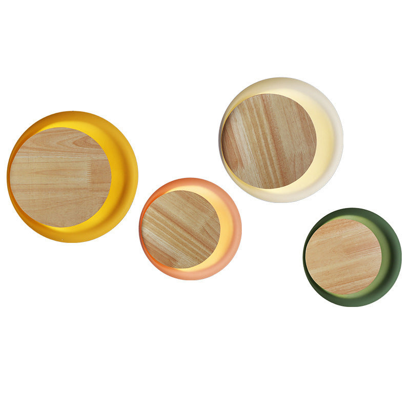 Éclairage d'applications à disque rond en bois de style minimaliste moderne 1 appliques lumineuses