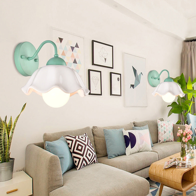 Luz de plataforma acampanada Cerámica de estilo pastoral americano 1 apliques de luz