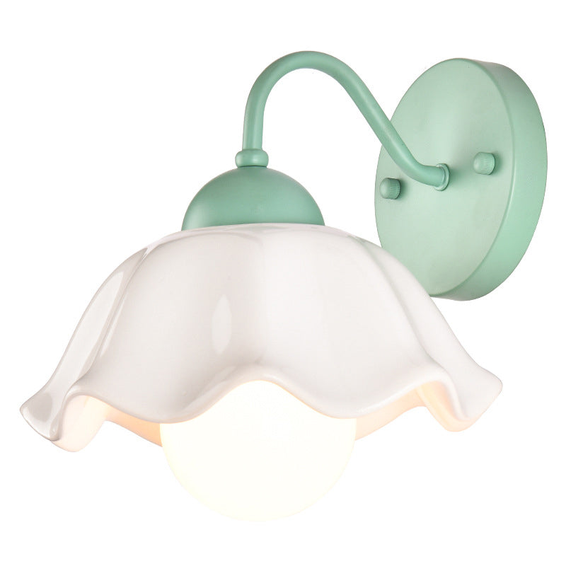 Flared Sconce Light Fixture American Pastoral Style Ceramics 1 Light Sconces