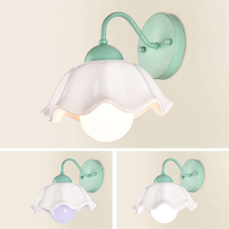 Luz de plataforma acampanada Cerámica de estilo pastoral americano 1 apliques de luz