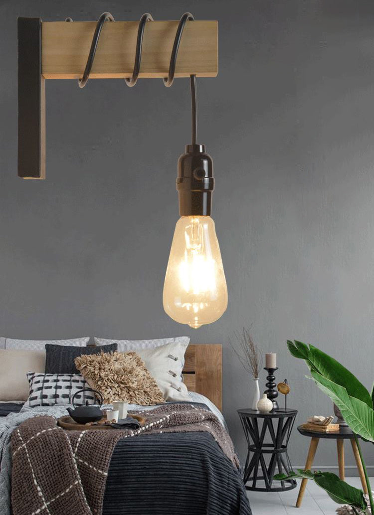 Lampada del braccio di oscillazione lampada in stile minimalista creativo 1 legno 1 flione di luce