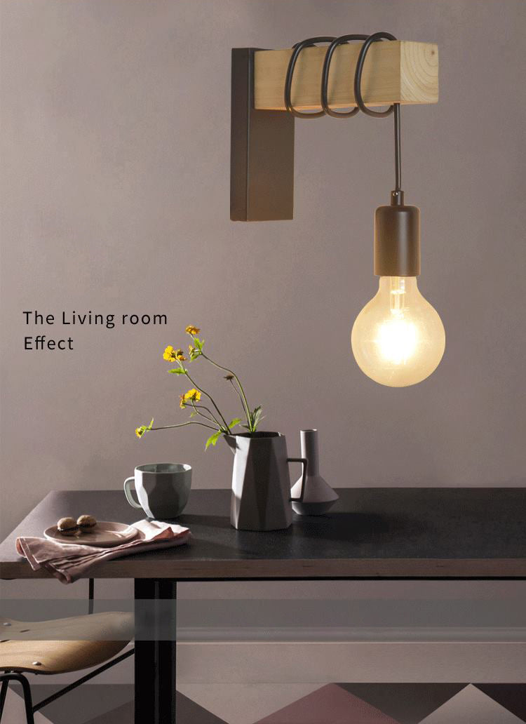 Lampada del braccio di oscillazione lampada in stile minimalista creativo 1 legno 1 flione di luce