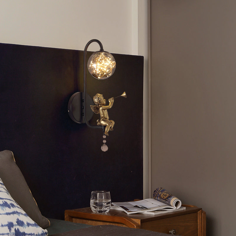 Lámpara esférica liviana nórdica estilo creativo de vidrio 1 apliques de luz con modelo de ángulo