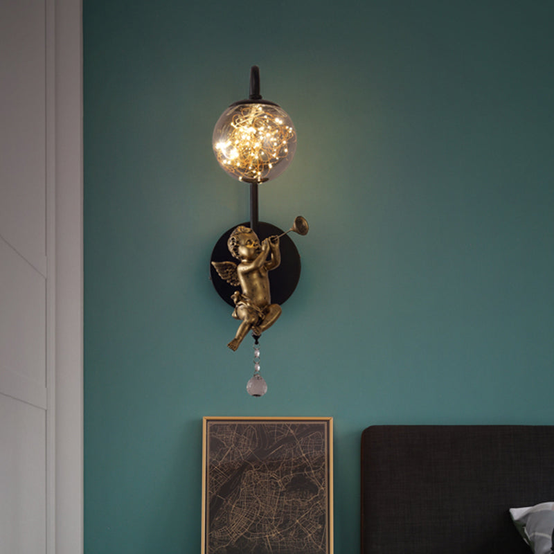 Lámpara esférica liviana nórdica estilo creativo de vidrio 1 apliques de luz con modelo de ángulo