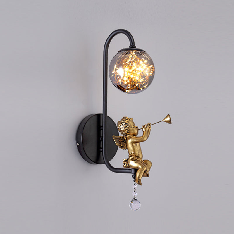 Lámpara esférica liviana nórdica estilo creativo de vidrio 1 apliques de luz con modelo de ángulo