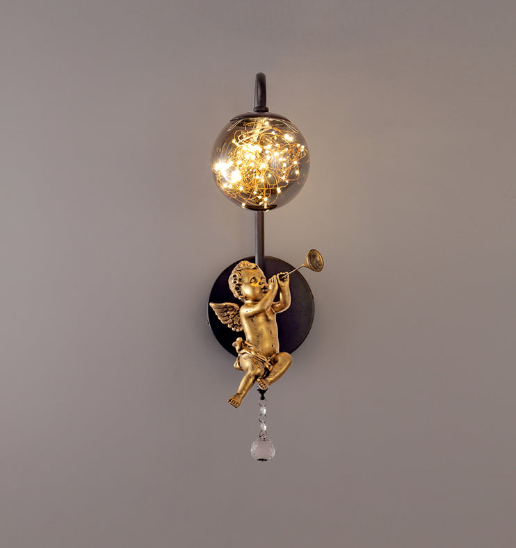 Lámpara esférica liviana nórdica estilo creativo de vidrio 1 apliques de luz con modelo de ángulo