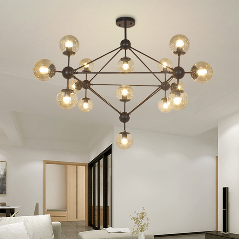 15-Light Modern Style Ceiling Light Linear Transparent Statement Chandelier