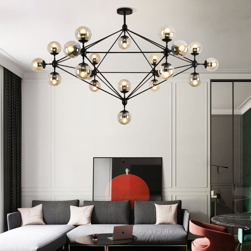 21-Light Unique Modern Linear Chandelier Black Ceiling Light