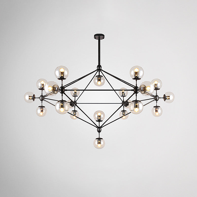 21-Light Unique Modern Linear Chandelier Black Ceiling Light