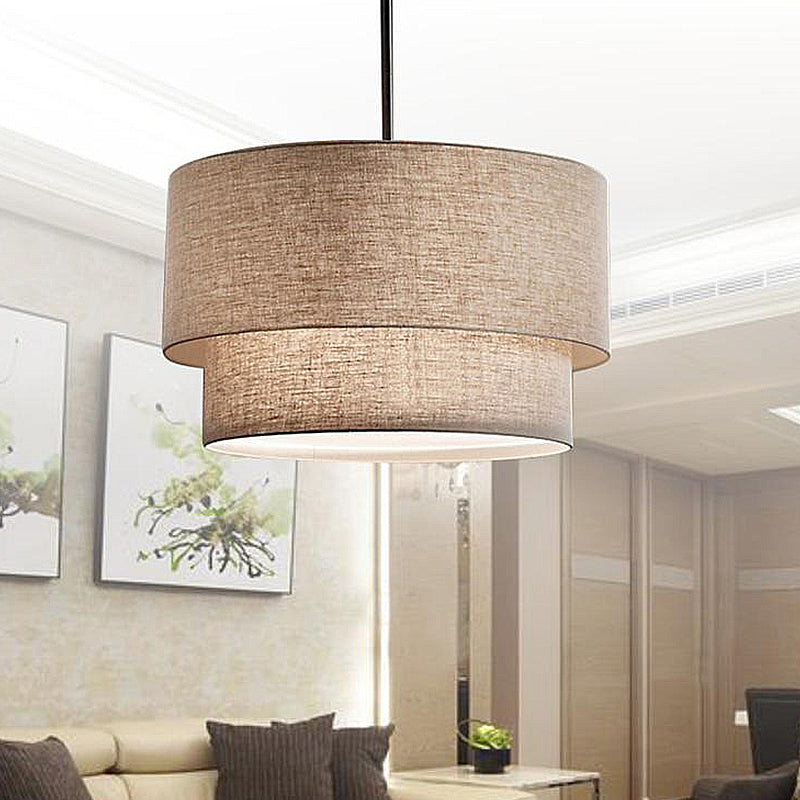 4-Light Flaxen Shaded Drum Chandelier for Dining Room