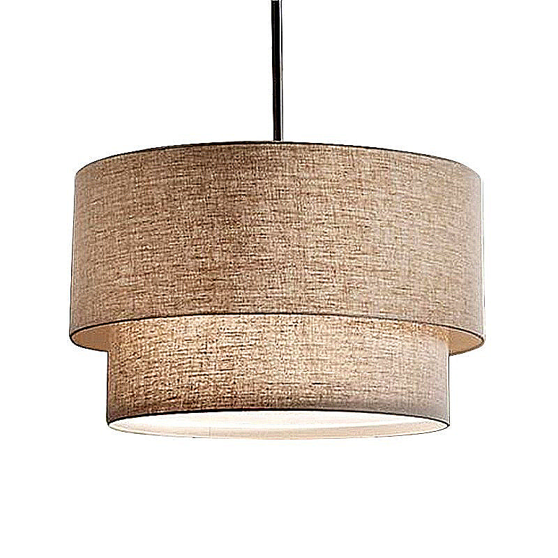 4-Light Flaxen Shaded Drum Chandelier for Dining Room