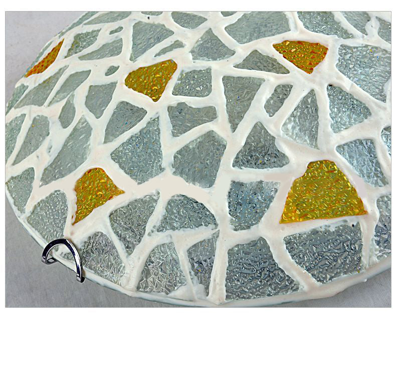 Handcrafted Glass Yellow Ceiling Lamp Dome Shaped Mediterranean Style Flush Mount Light for Bedroom