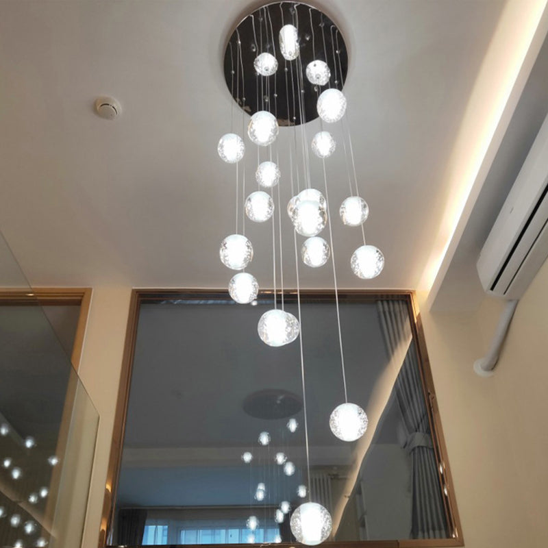 Ball Multi Ceiling Light Contemporary Stainless Steel Cluster Pendant Light with Hanging Cord for Restaurant