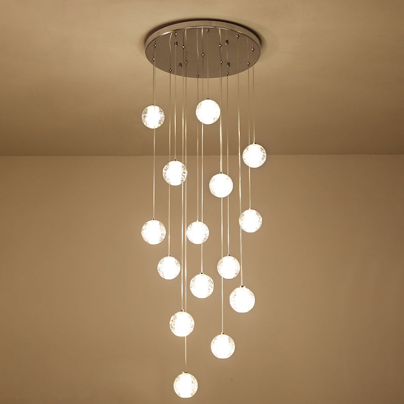 Ball Multi Ceiling Light Contemporary Stainless Steel Cluster Pendant Light with Hanging Cord for Restaurant