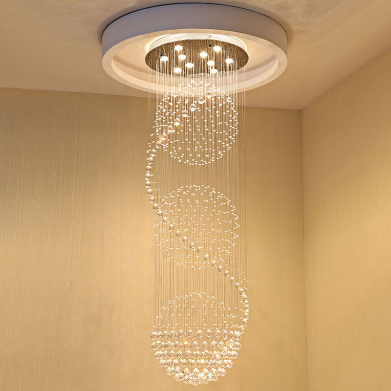 Spiral Droplet Hanging Light Fixtures Modern Simple Stainless Steel Ceiling Pendant for Stairwell