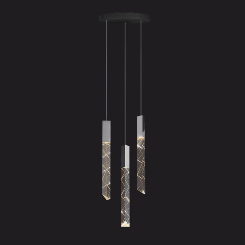 Lineare hängende Leuchten moderner einfacher, facettierter Kristalldecke Anhänger für das Restaurant