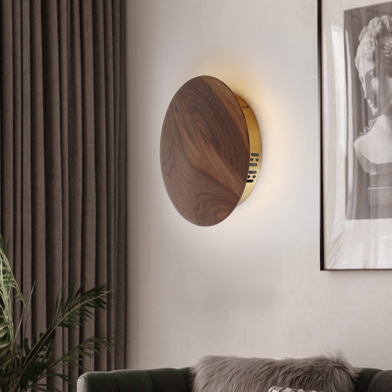 Stile minimalista Nordico Round Disc Sconce Lampada in legno 1 Prononi leggeri