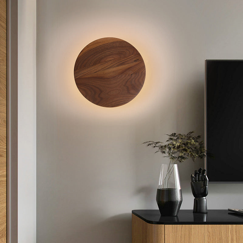 Stile minimalista Nordico Round Disc Sconce Lampada in legno 1 Prononi leggeri