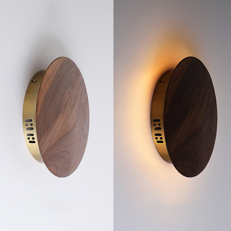 Stile minimalista Nordico Round Disc Sconce Lampada in legno 1 Prononi leggeri