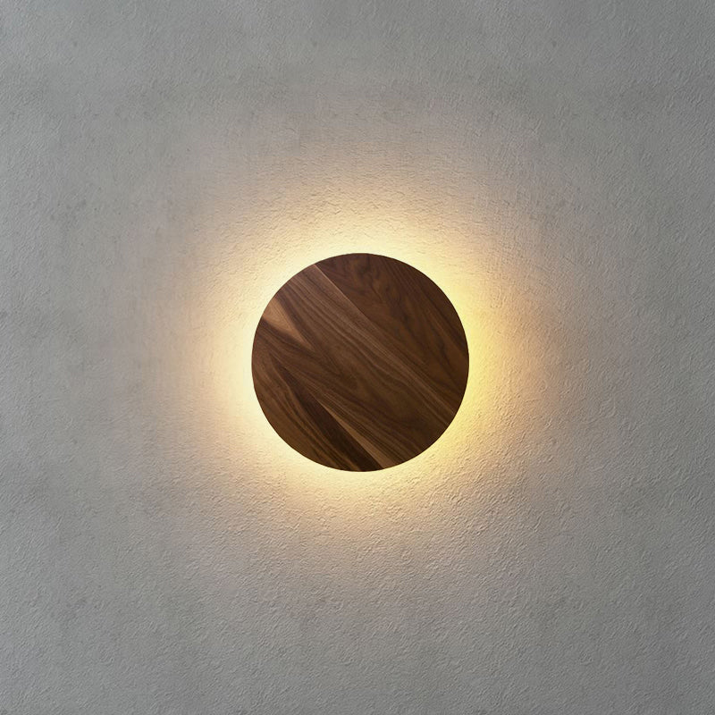 Stile minimalista Nordico Round Disc Sconce Lampada in legno 1 Prononi leggeri