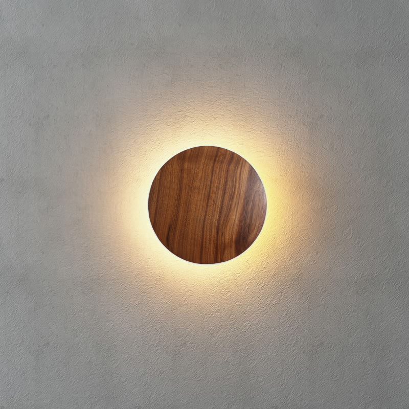 Stile minimalista Nordico Round Disc Sconce Lampada in legno 1 Prononi leggeri