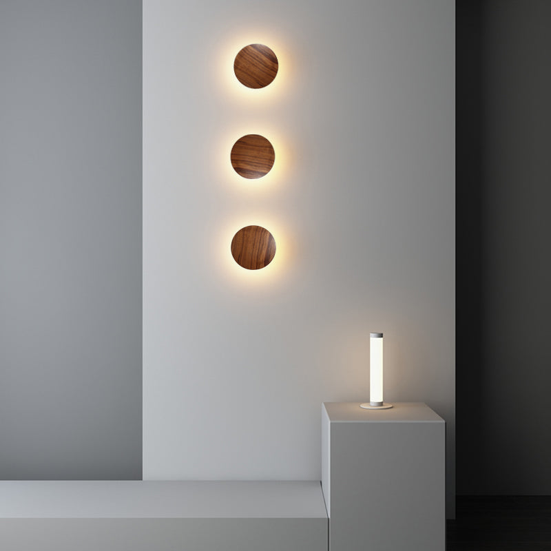 Stile minimalista Nordico Round Disc Sconce Lampada in legno 1 Prononi leggeri