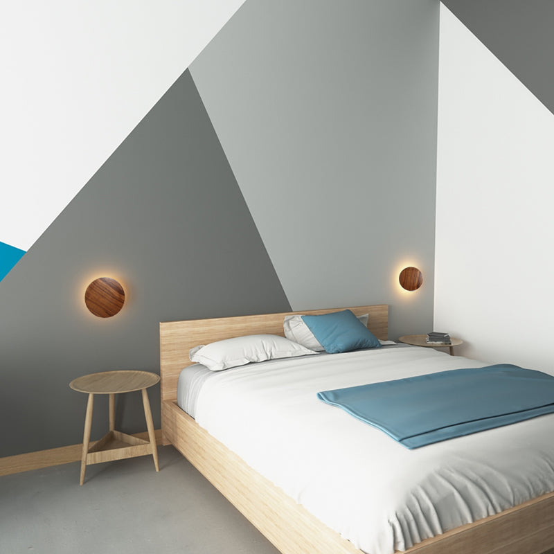 Stile minimalista Nordico Round Disc Sconce Lampada in legno 1 Prononi leggeri