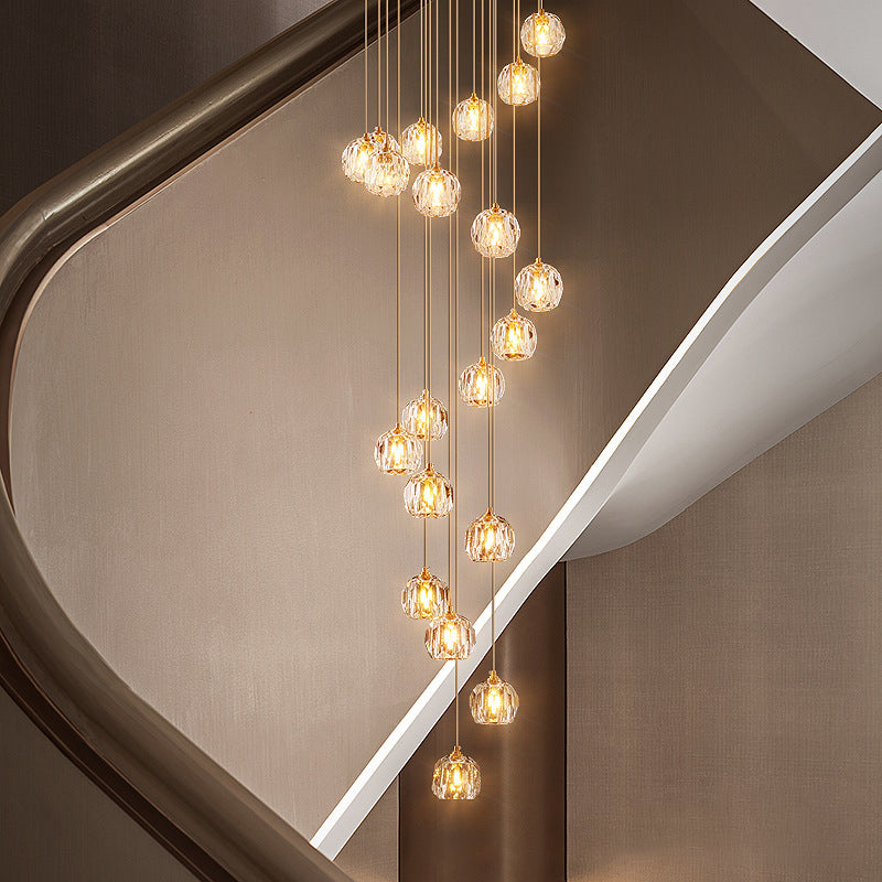 Sfera lampada a sospensione cristallo smussata moderna semplicità finitura ottone a soffitto multiplo